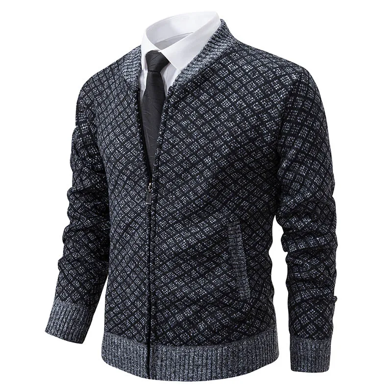 Autumn and Spring Sweaters Men's Cardigans with Zippers V-neck Jackets Y2K Sportswear Winter Men's Cold Coats Knitted Sweaters 3