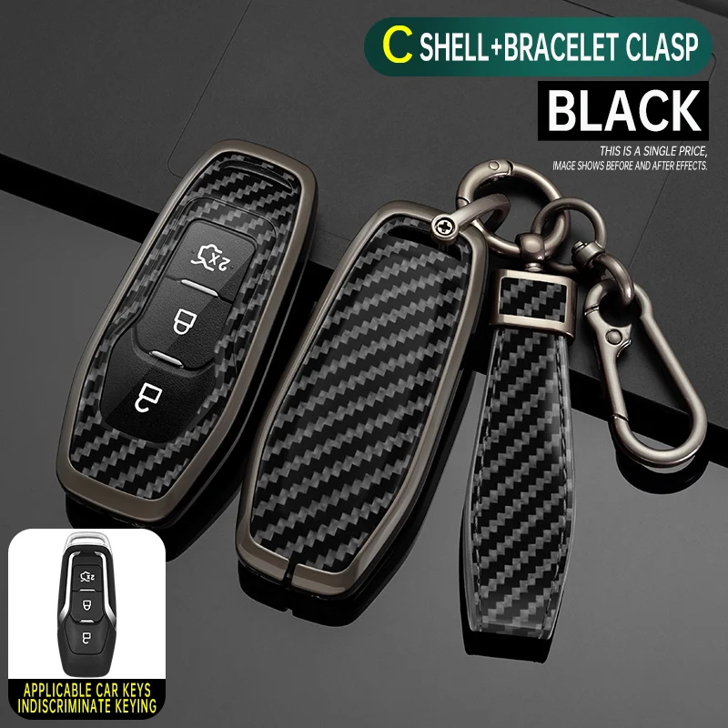 Portachiavi Per Auto In Fibra Di Carbonio Per Ford Fiesta Focus Mondeo Falcon B-Max C-Max S-Max Eco Sport Galaxy Territory Keyless