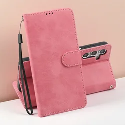 Luxury Leather Flip Wallet Cover with Card Slots - Galaxy A50 A50S A30S (Pink)