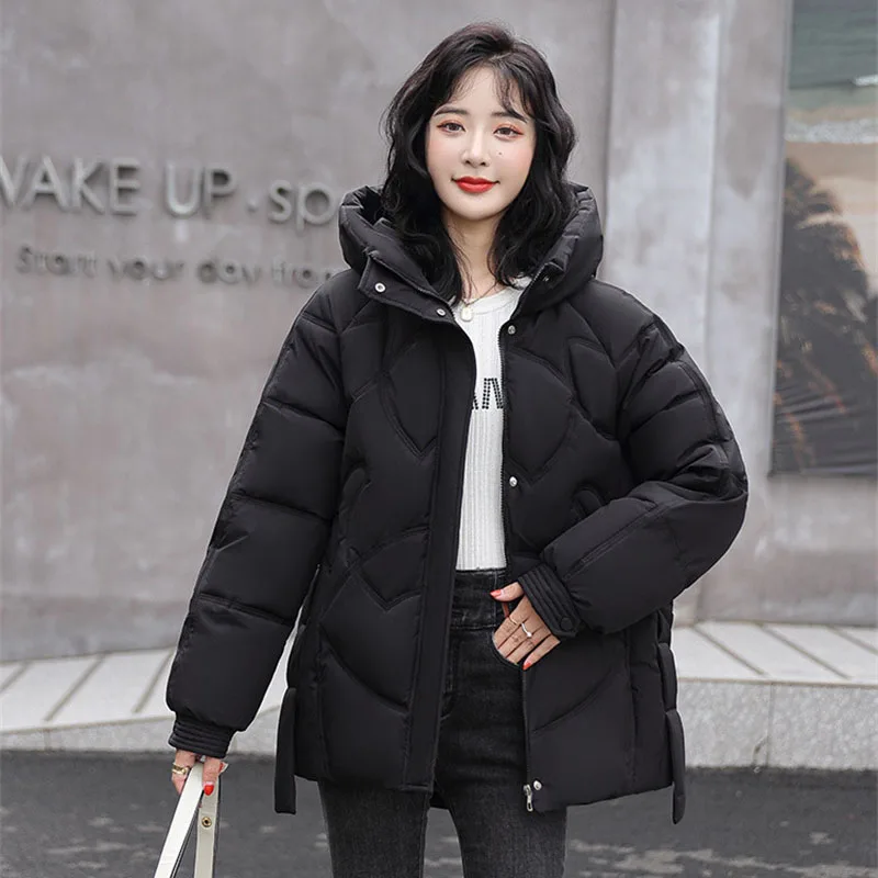 

2022 New Winter Parkas Women Jacket Warm Female Thicken Coat Cotton Padded Parka Hooded Outwear Loose Women Snow Jacket