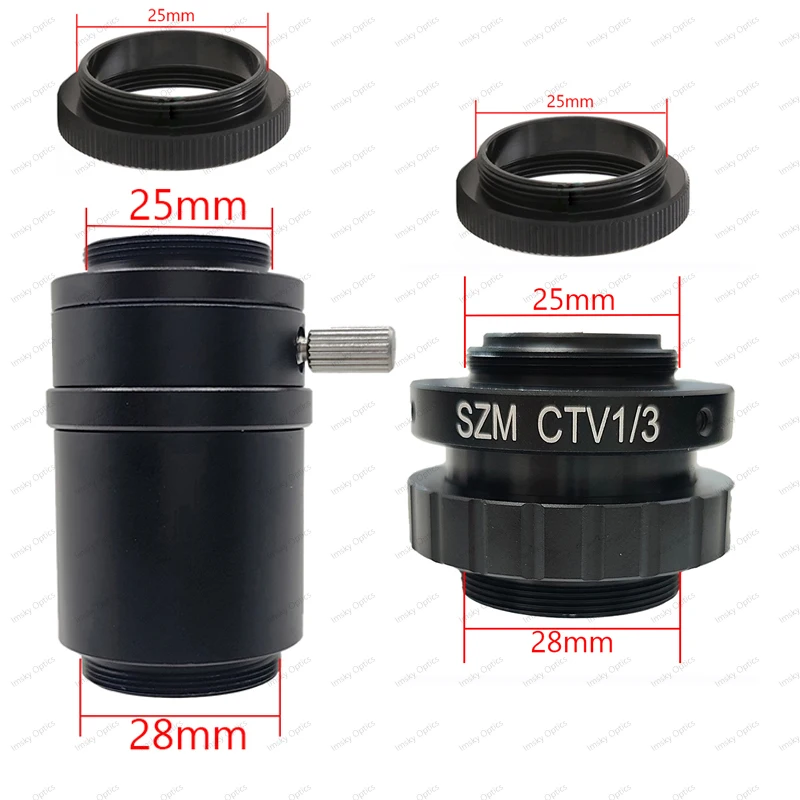 SZM CTV 1/2 1/3 1X CCD Adapter 0.3X 0.5X 1X C mount Lens For Zoom