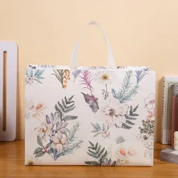 Eco - Friendly Reusable Floral Tote Bag - Foldable & Spacious Shopping and Travel Organizer - 36x47x10cm (WHITE)