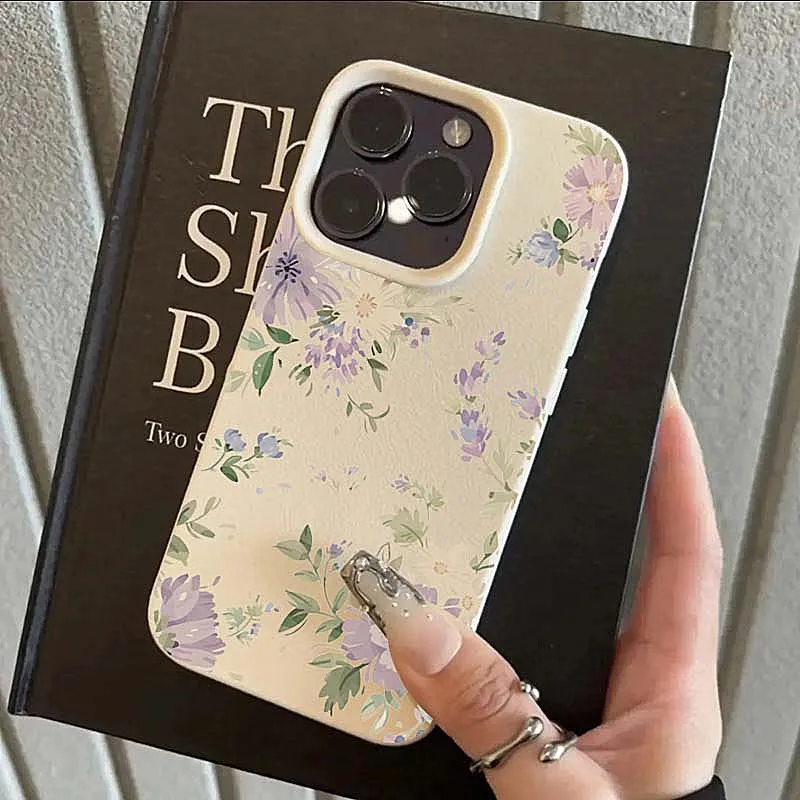 Purple Sun Leaf Lichee Pattern Silicone Phone Case Cover