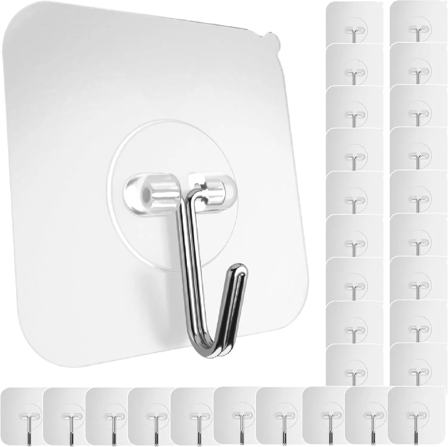 Wall Hooks for Hanging Heavy Duty 22 lbs Hooks for Walls No Damage, Towel Sticky Clear Hooks, Waterproof