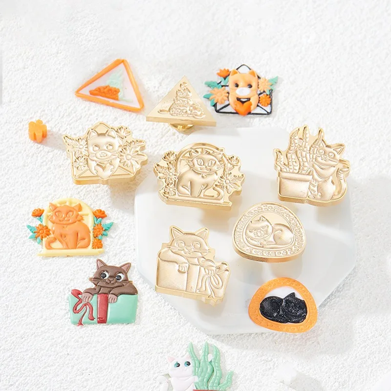 

Cute Cat Gift Sealing Wax Stamps Fire Lacquer 3D Embossed Copper Seal Stamp Head DIY Birthday Party Scrapbooking Album Decorati