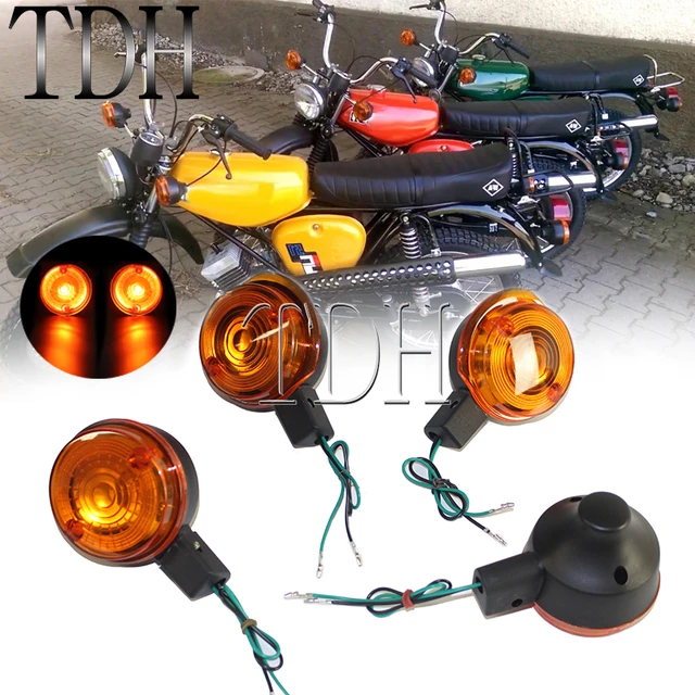 Motorcycle Front & Rear 12V Turn Signal Indicators Lamps Amber Light for  Simson S50 S51 S70