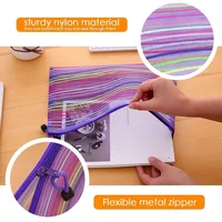 6/12 Pcs A5 Zipper Mesh Bags 9.8 "x 7" Pencil File Bags Zipper File Bags Cosmetics Storage Bags Cosmetics Office Travel Supplies 4