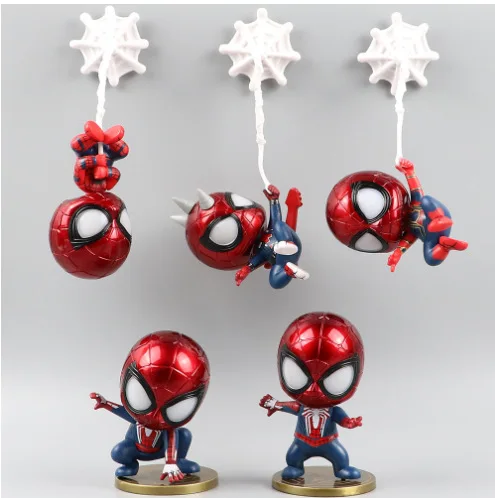 

Spider-Man Figures Q Version 5 Dolls Toys Figures Ornaments Refrigerator Stickers Car Cake Decoration Children's Gifts
