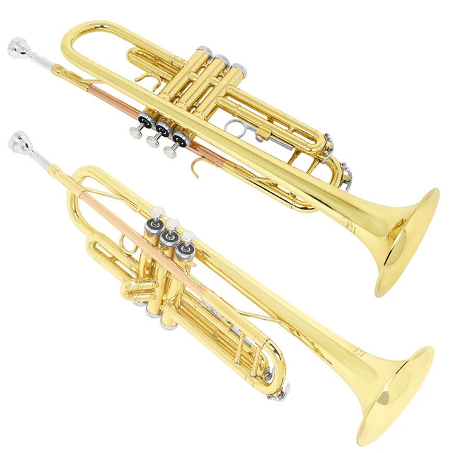Phosphorus Gold Bb Standard Trumpet Set Brass Student Beginners Trumpet Instruments with Box 7C Blowing Nozzle Gloves - Image 6