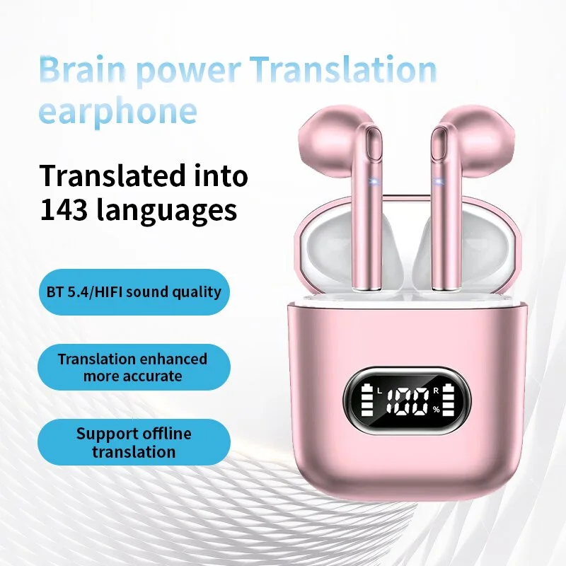AI Intelligent voiceTranslation Earphones In real time Online Translator 143Language Noise Reduction In Ear Translation EarBurds translator earbuds,voice translator,language translator,translator earphones,translation headset