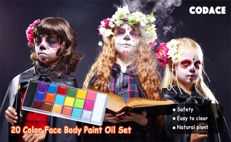 Face Painting Kit - Non-Toxic Body Makeup with Loose Powder for Halloween  Cosplay