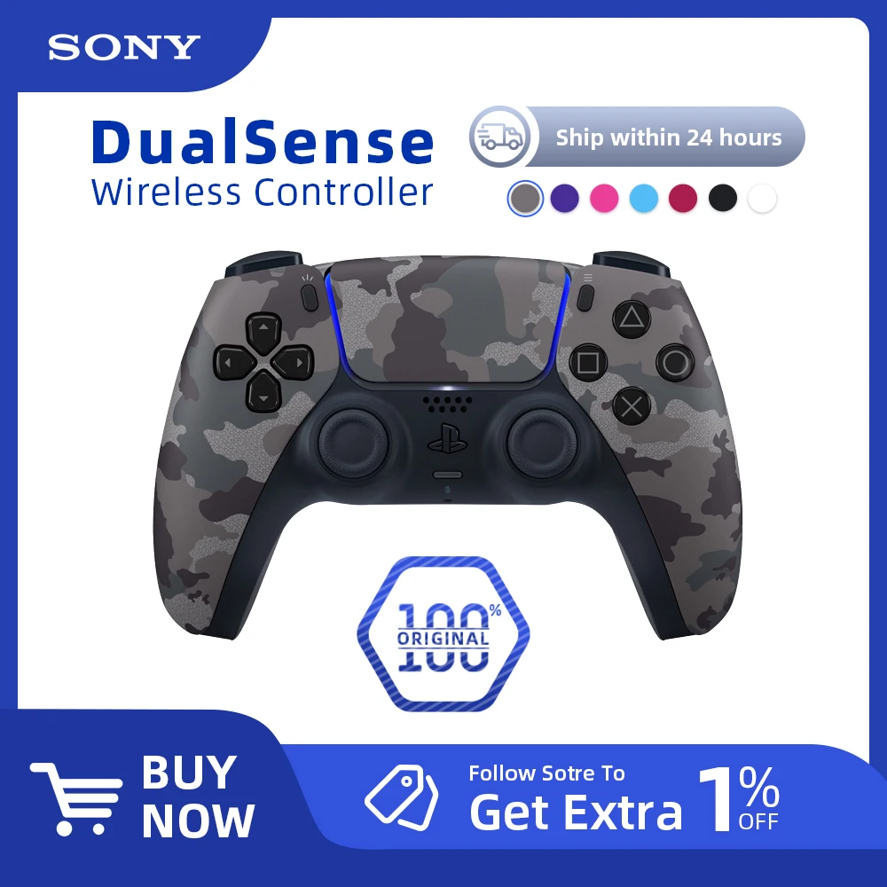 Controle Joystick PS5 Sem Fio DualSense Original, Gray Camouflage - Sony