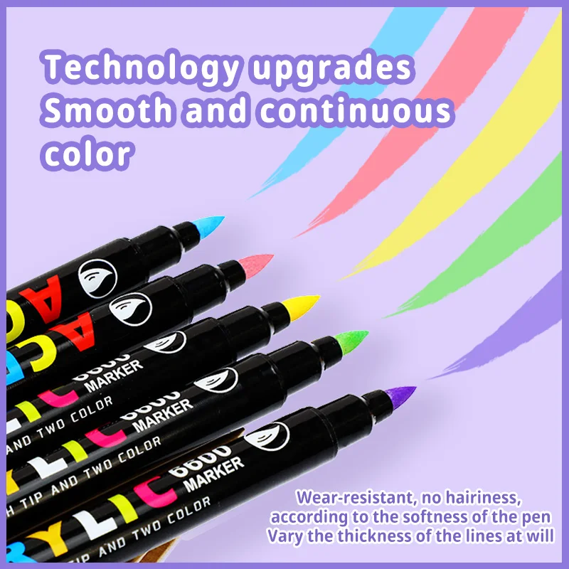 Sketching Markers Set Dual Brush Acrylic Paint Pens 84/36 Colors For Calligraphy Lettering Rock Glass Canvas Metal Ceramic Wood
