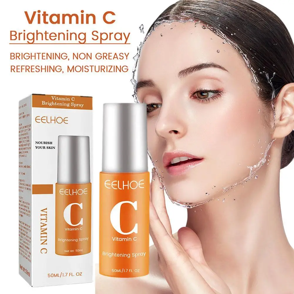 

50ml Vitamin C Brightening Facial Spray Mist Green Tea Anti-wrinkle Nourishing Relieve Redness Moisturizing Portable Whitening