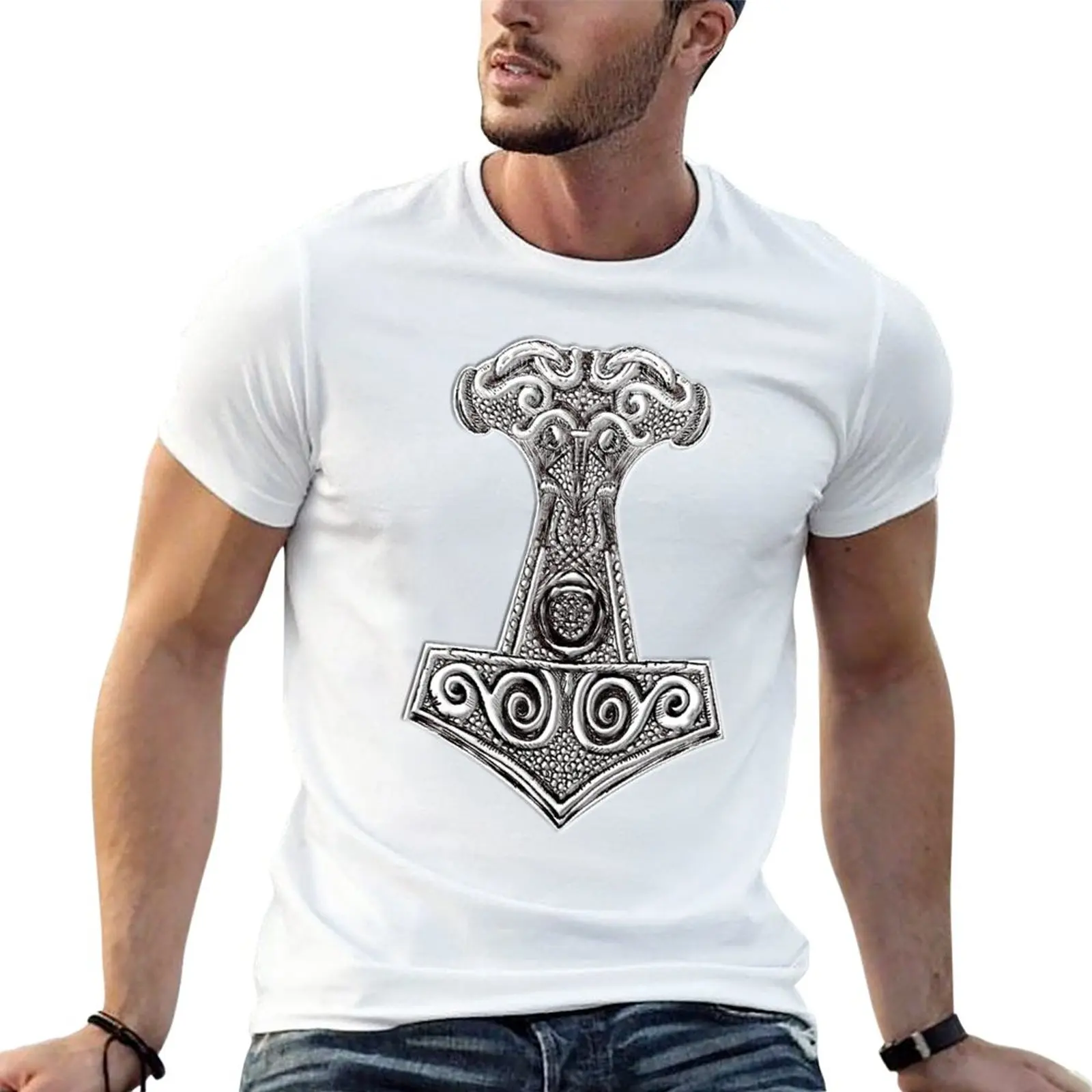 Thors Hammer - Mjolnir Viking Norse Mitologia T-Shirt Kawaii Vestiti Vestiti Anime T-Shirt Ad Asciugatura Rapida Magliette In Cotone Da Uomo