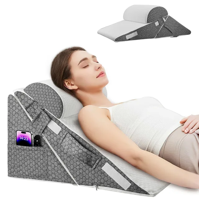 Wedge Pillow 12-in-1 Memory Foam Sleeping Support Pillow Headrest Adjustable Incline Cushion For Acid Reflux, Back Pain, Snoring 1