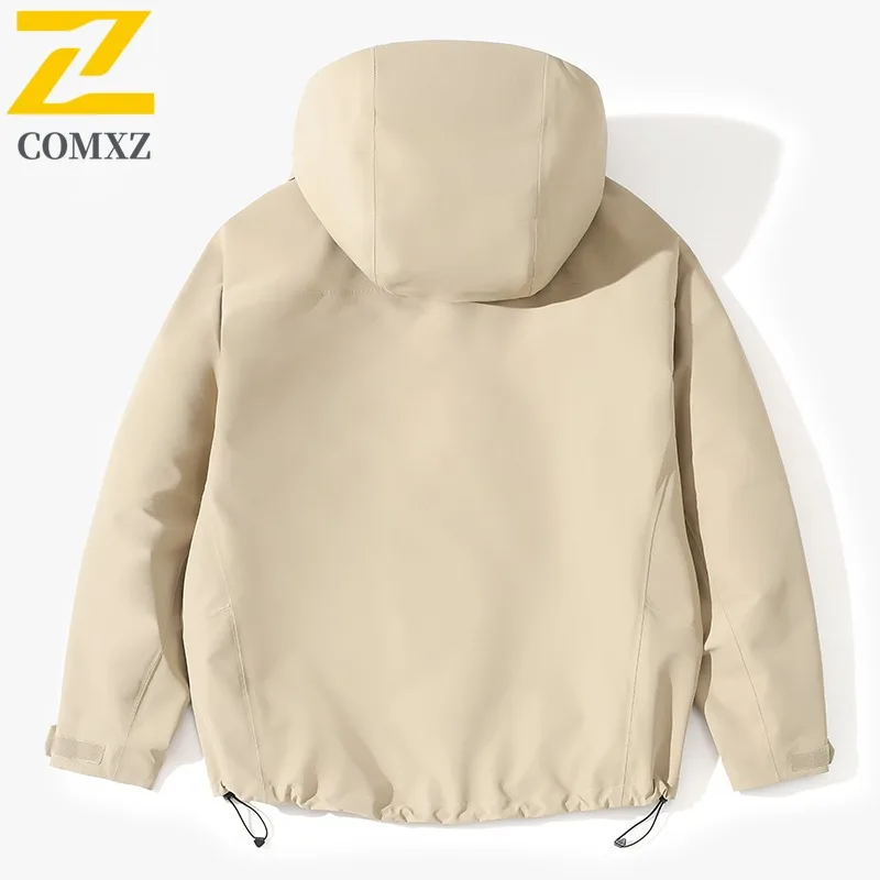 COMXZ Loose Coat Windproof Waterproof Solid Color Jogger Camping Biker Jacket Climbing Scratch Resistant Men's Rainproof Coat