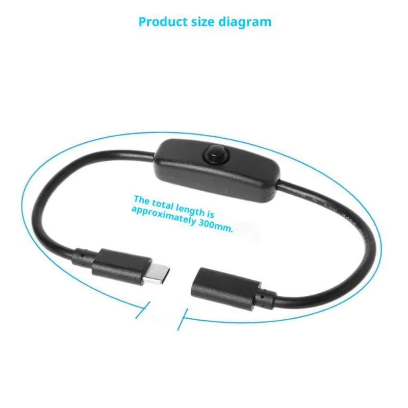 스위치가 있는 범용 4A 고전류 USB-C 남성-여성 전원 연장 케이블 1개.