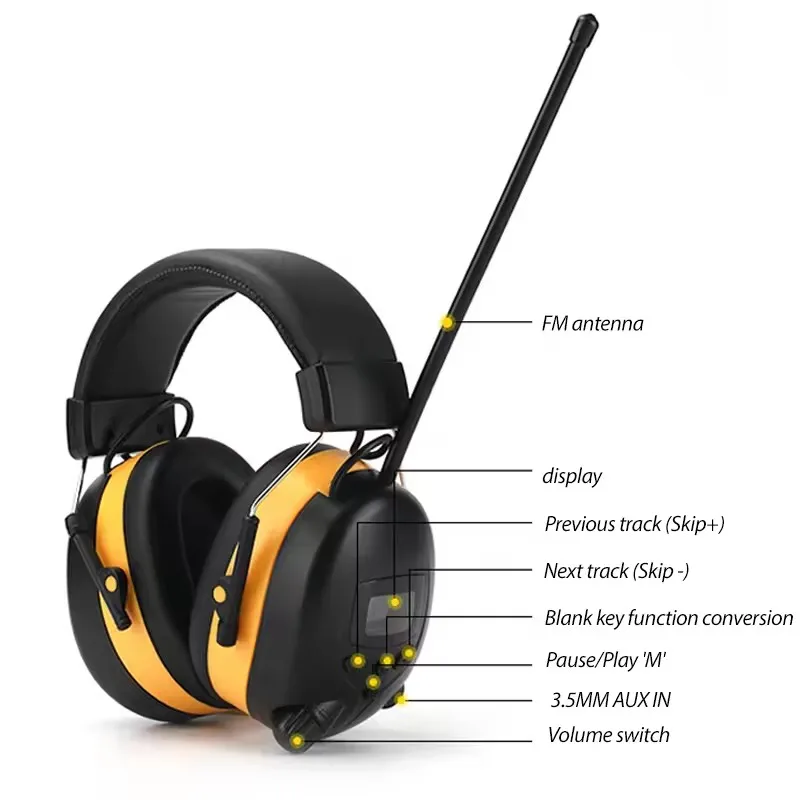 AM/FM Radio Headphones with Noise Canceling Hearing Protection and Bluetooth Calling for Work/Study/Entertainment NRR 30dB