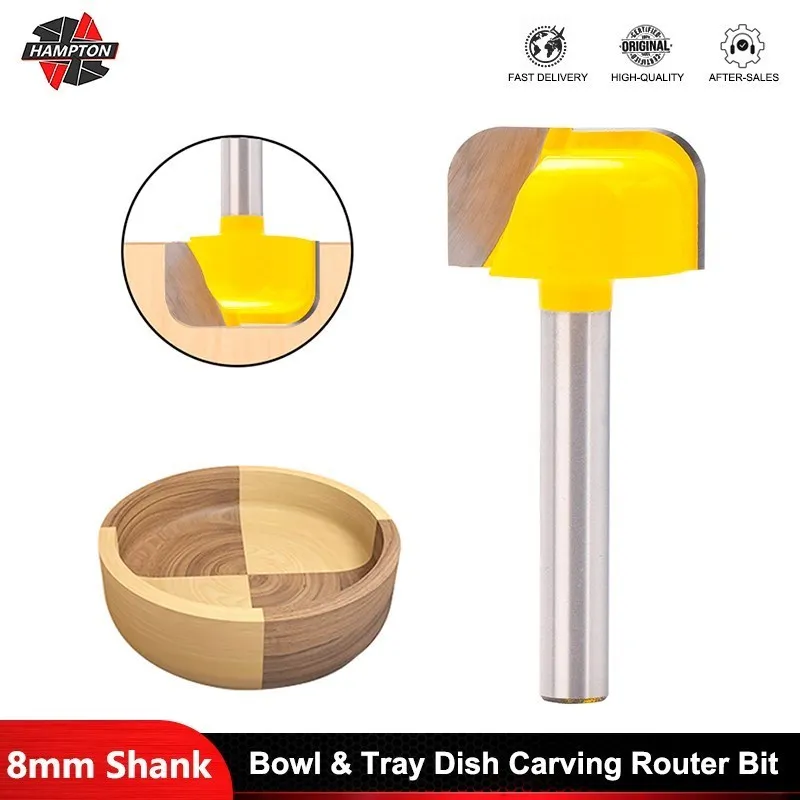 

Milling Cutter Router Bits 8mm Shank Bowl & Tray Dish Carving Router Bits for Woodworking Tools Tenon End Mill