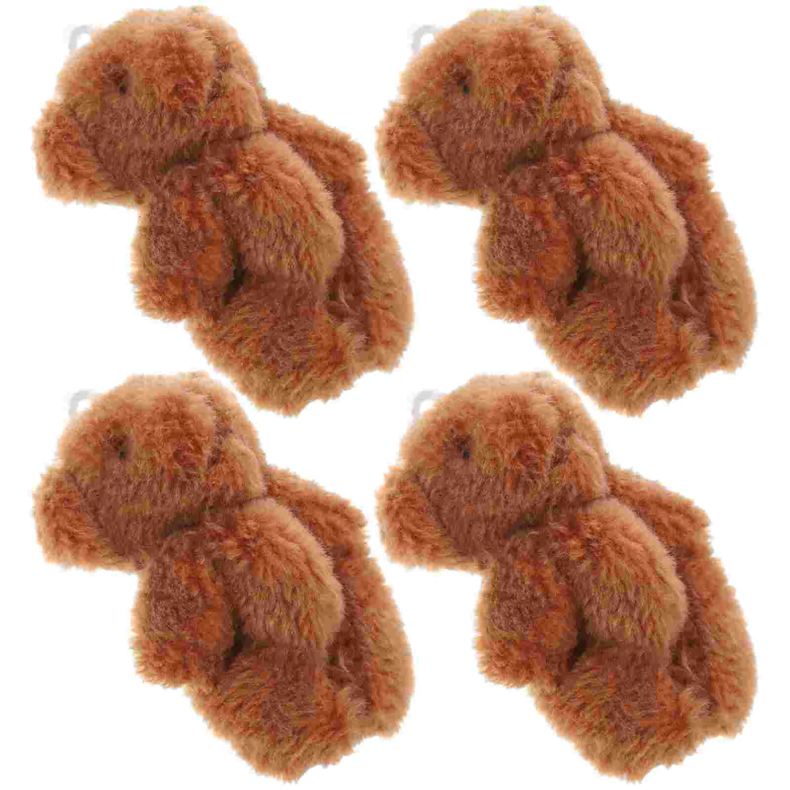 

4 Pcs Toy Plush Figure Toys Mini Bear Key Chain Pendant Hanging Tiny Bears Ring Charm Cute