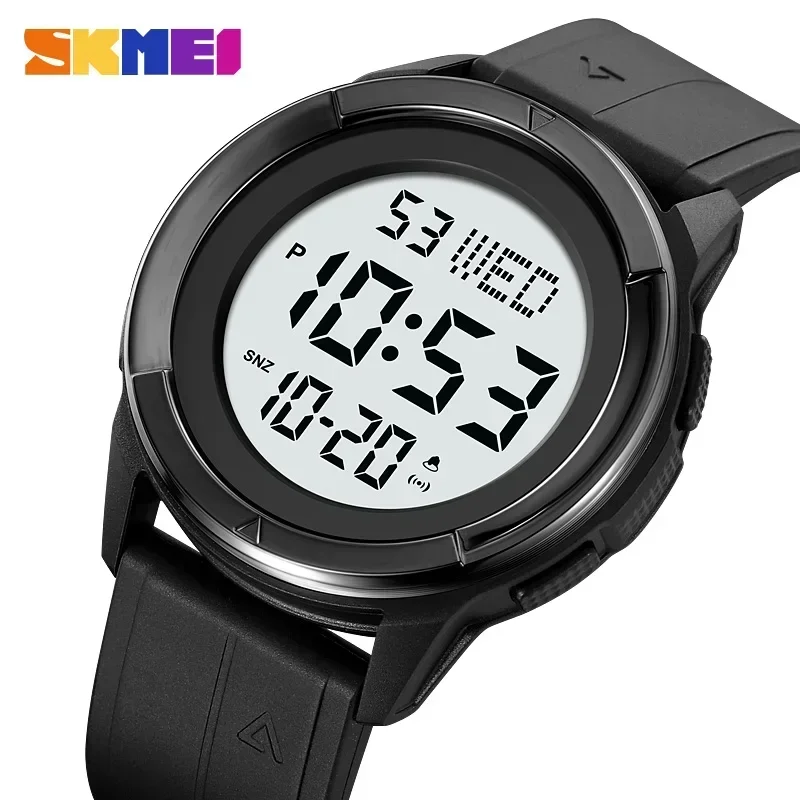 

SKMEI Mens Chrono Countdown Digital 5bar Waterproof Wristwatch montre homme 2047 LED light Display Electronic Sport Watches