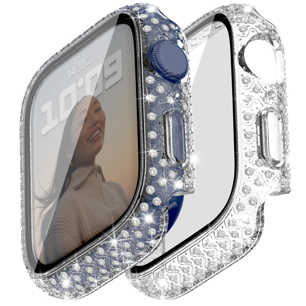 Diamond Full Protection Hard PC Cover Bumper with Tempered Glass Screen Protector