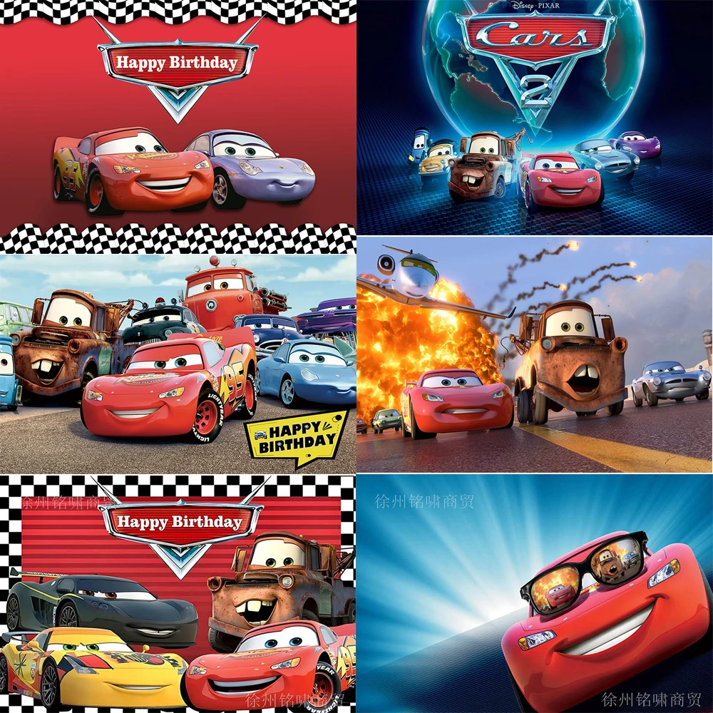 Disney Cars Lightning Mcqueen Cycle Racing Birthday Party Photography Decoration Background Puntelli Personalizzati Baby Shower Boy Gift