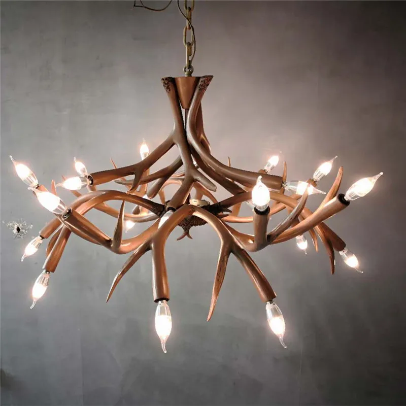 

Сельская люстра из рога оленя, для гостиной, столовой, кофейни, магазина одежды, креативная люстра из смолы с белым рогом оленя
