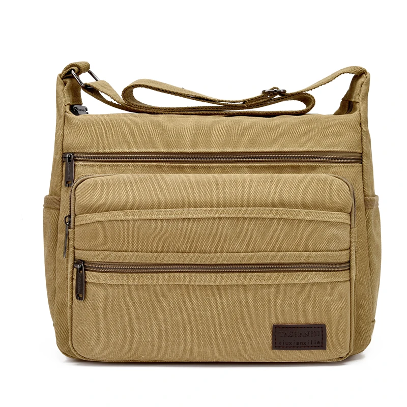 Men's Luxury Canvas Sling Bag – Casual Crossbody Travel Messenger with Multi Pockets and Large Capacity
