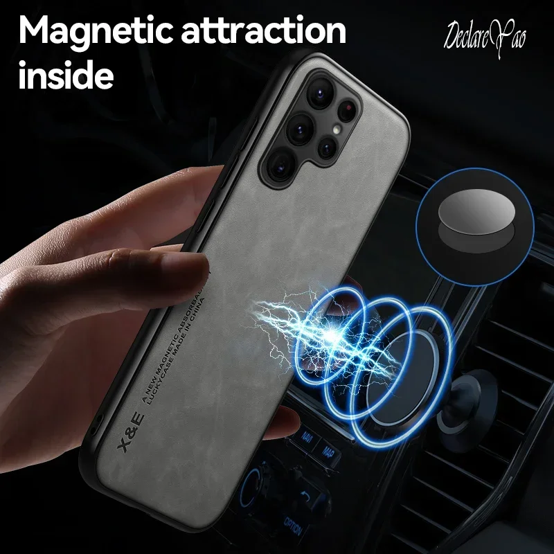 Phone case leather phone case leather wallet case leather case silicone phone case S21 S20 FE Phone Case Magnetic Hard Coque For Samsung Galaxy S10 S24 S21 S22 S23 Plus Cases Leather Back Cover S22 S23 Ultra