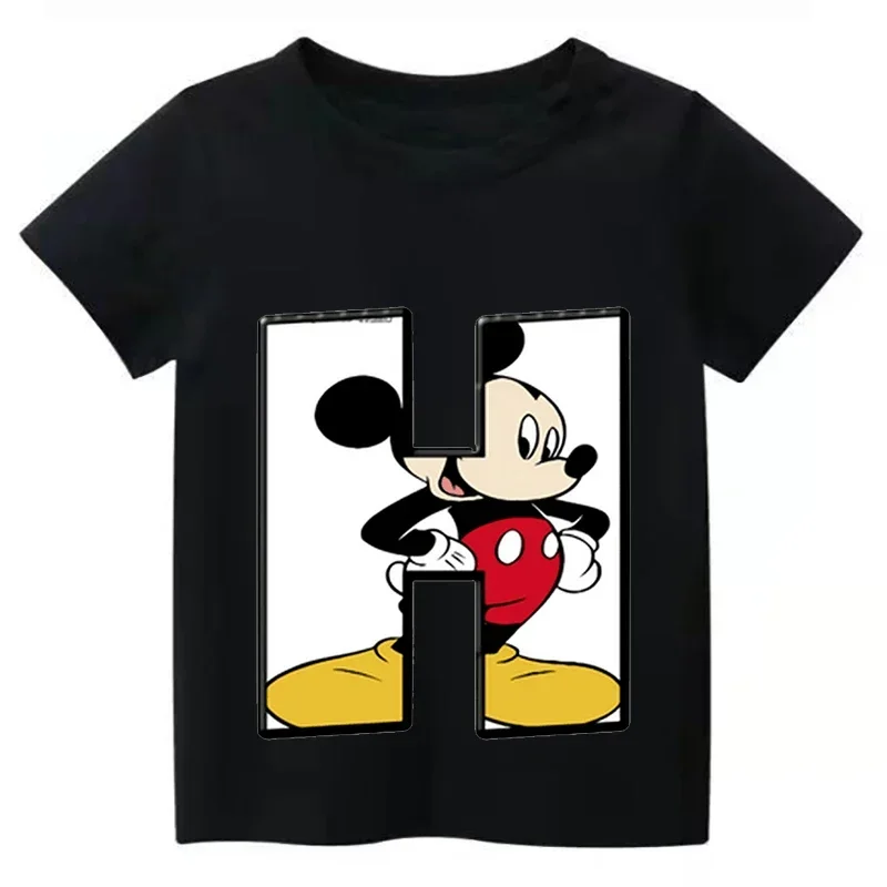 thumbnail image 1 of 2024 Nueva camiseta de verano con combinación de letras para niños de alta calidad Disney Mickey Mouse Font ABCDEF camiseta de manga corta para niños, 1 of 5