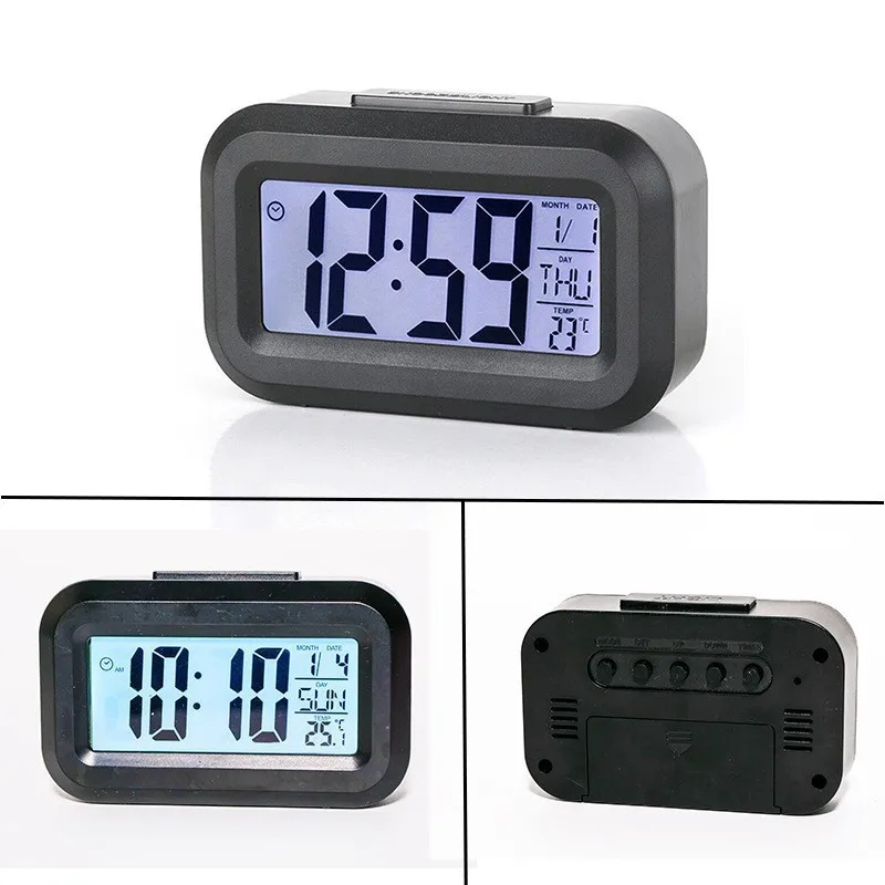 Digital Alarm Clock LED Electronic Screen Desktop Table for Home Office Backlight Snooze Calendar
