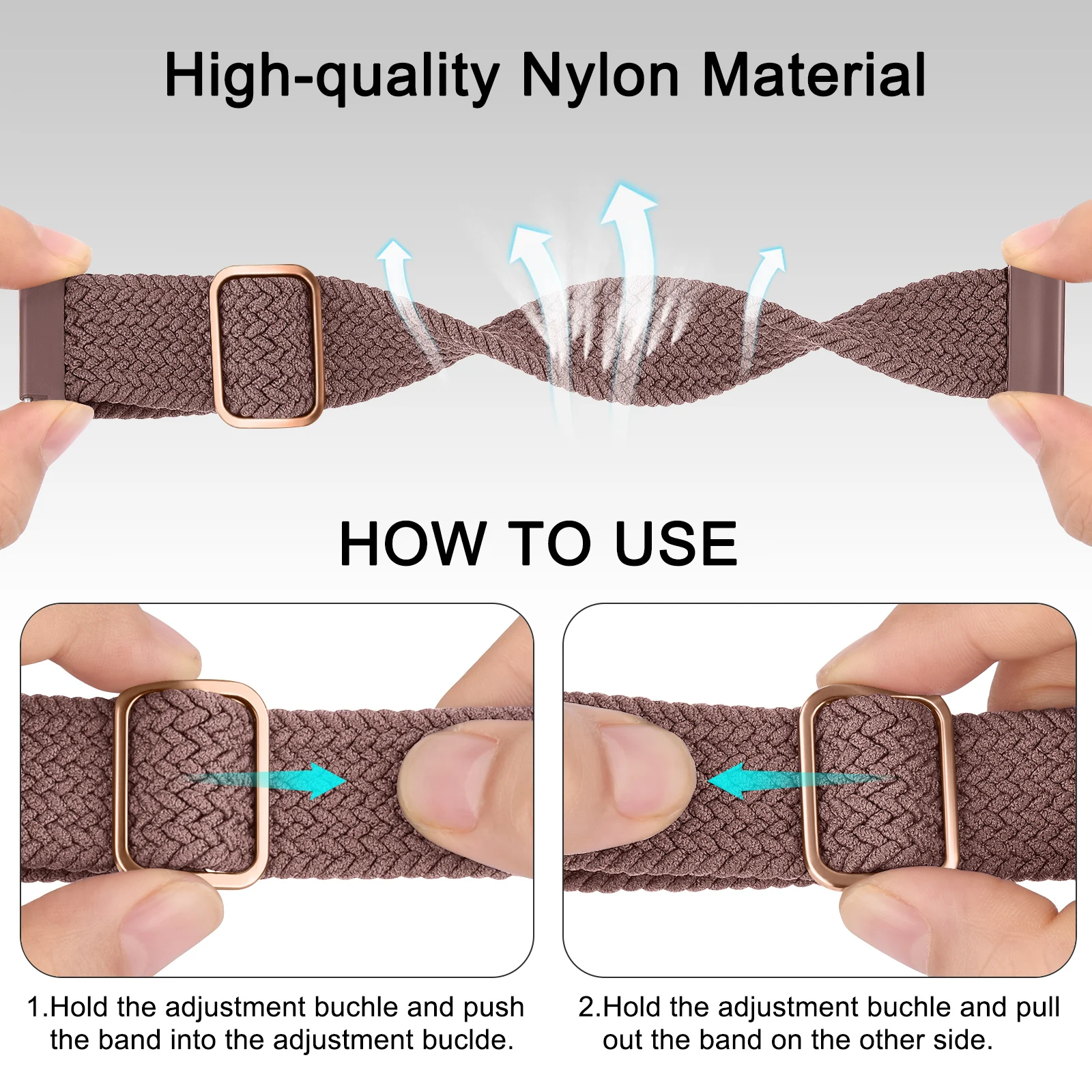 Elastic Braided Watch Strap, 20mm - Versatile and Stylish Band Bracelet