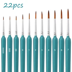 11 - Piece Fine Detail Miniature Paint Brush Set for Watercolor, Acrylic, and Face Painting (Two blue)