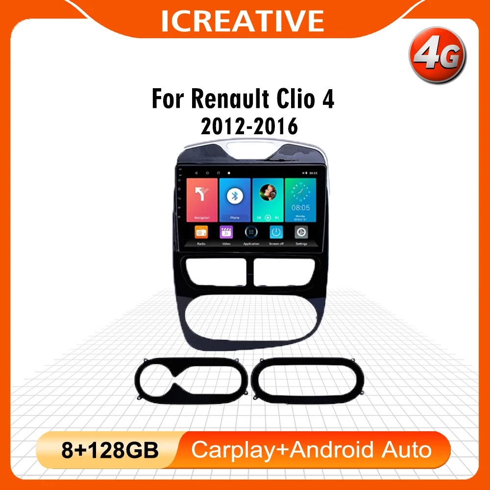 Para renault clio 2012 2016 4g carplay 10 polegada 2din android