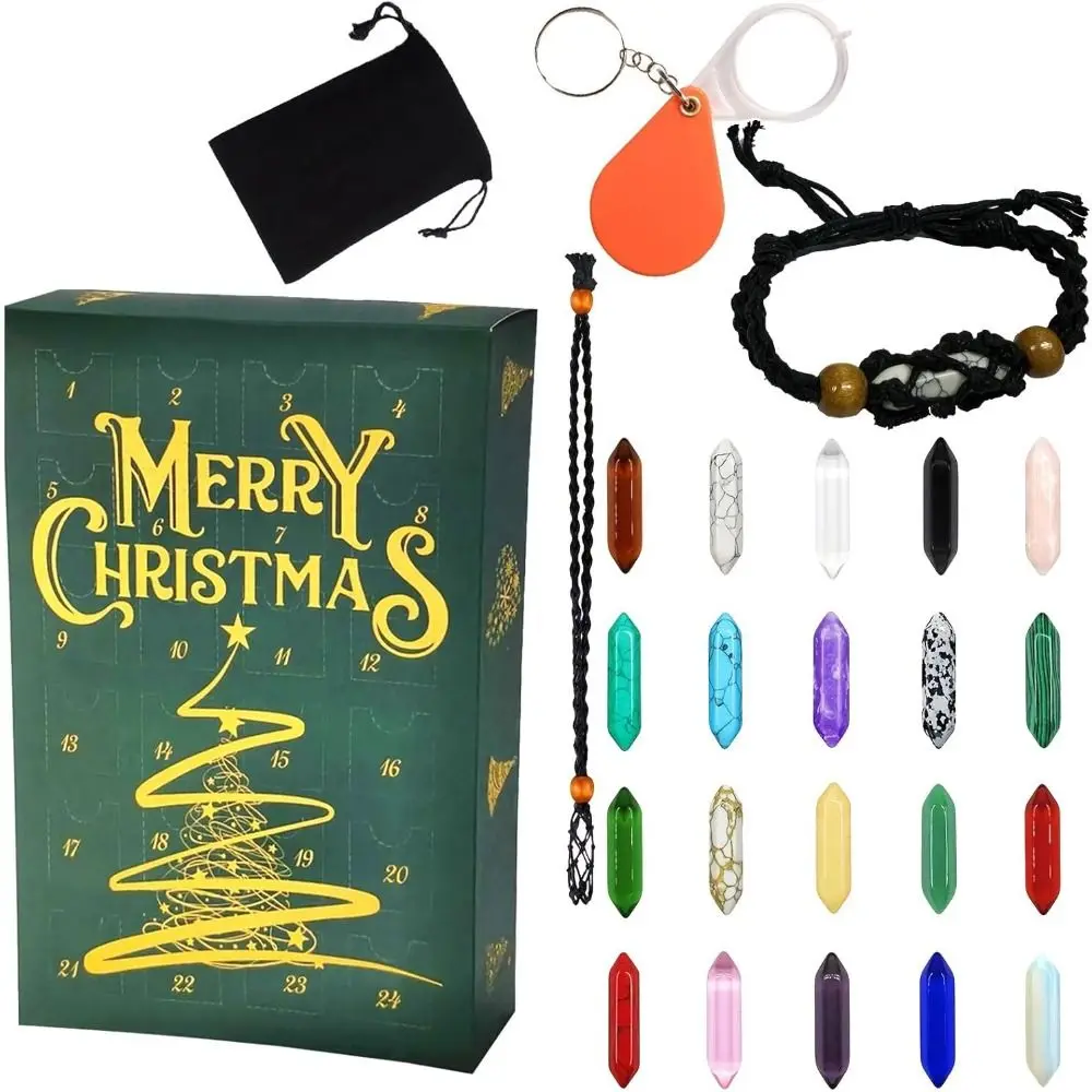 Christmas Advent Calendar Crystals with Chakras Healing Stone Rock Collector