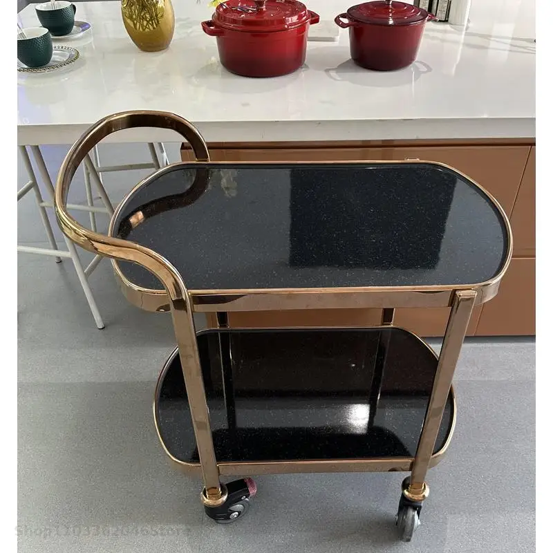 Hand-pushed Two-storey Service Car Hotel Multi-functional Cart High-grade Wine Car Super Quiet Wheel Cake Fruit Tray