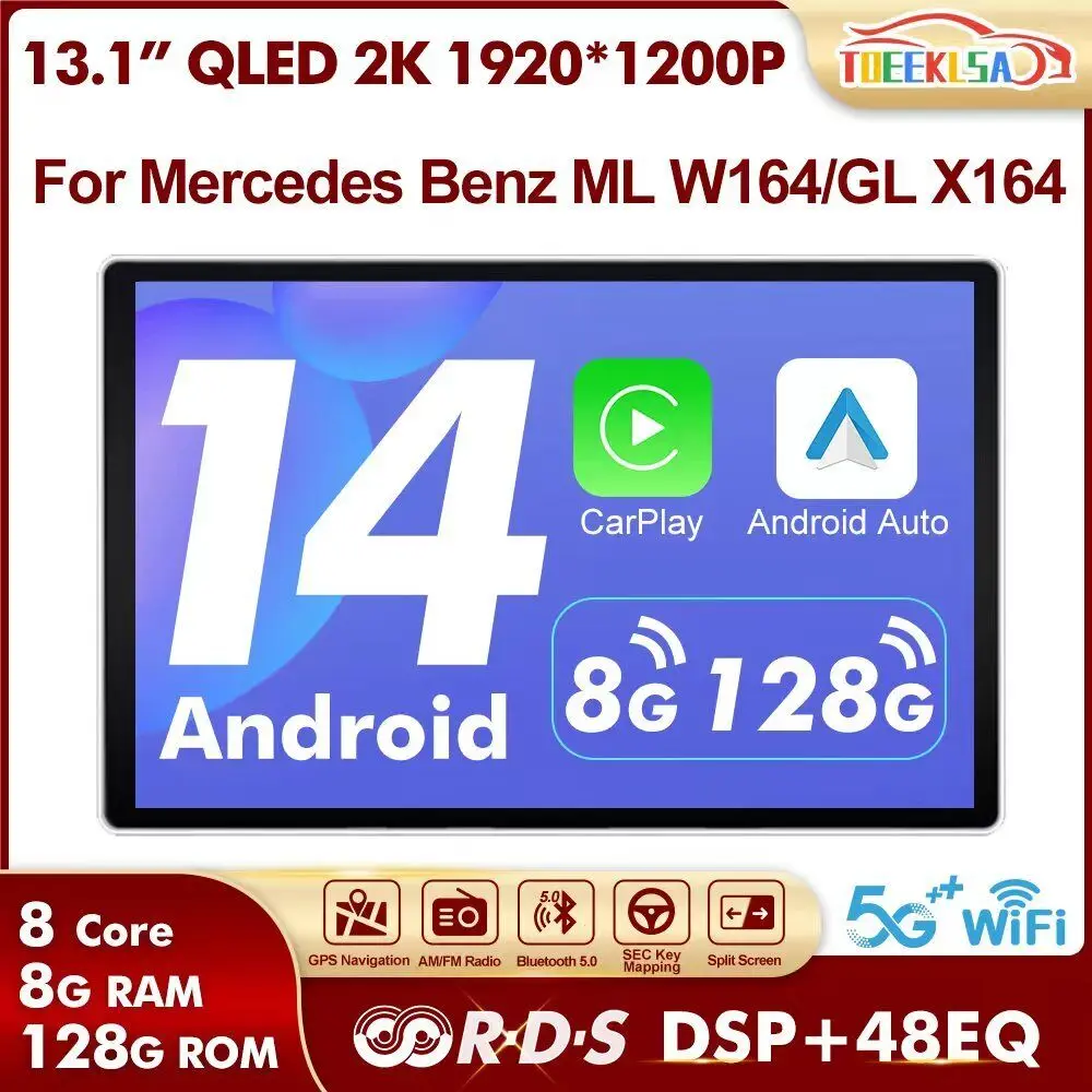 

Автомагнитола Mercedes Benz ML W164/GL X164, мультимедийный проигрыватель на Android 14 с экраном 13,1 дюйма и поддержкой Wi-Fi