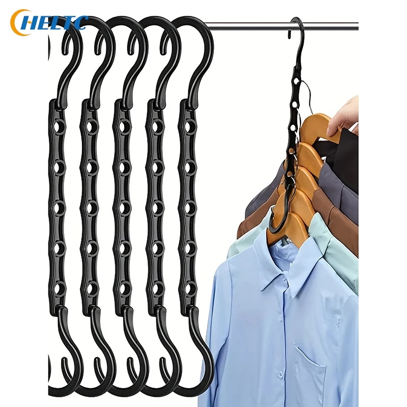 5Hole Space Saving Storage Hangers Multifunction Plastic Clothes Racks Rotary Organizer Hangers Magic Closet Wardrobe Organizer 3