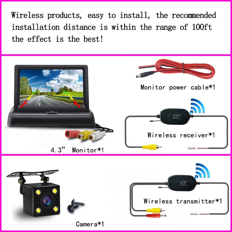 rear camera for car Reverse Parking Backup Cam Monitor 2.4G Wireless RCA Video Transmitter Receiver Adapter Kit for Car DVD Monitor Rear View Camera car camera recorder Vehicle Cameras