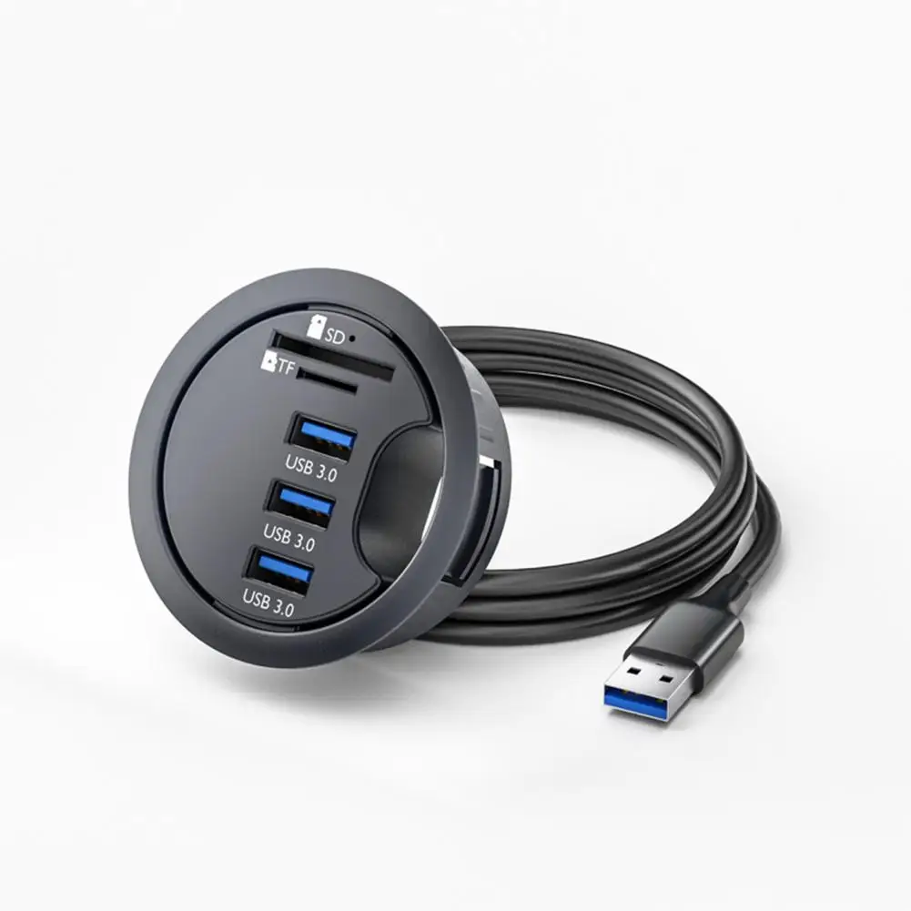 

Solid USB Hub 1m Cable 5 in 1 High-performance High Speed USB Desk Grommet USB Desk Hub 5Gbps Data Transfer