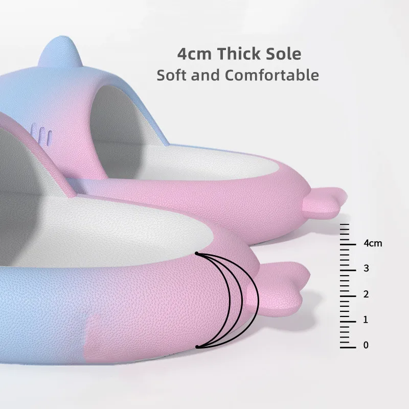Shark Slippers Women Men Summer Beach Sandals Indoor Home Thick Bottom Non-slip Bathroom Couples 4cm Platform Eva Soft Shoes