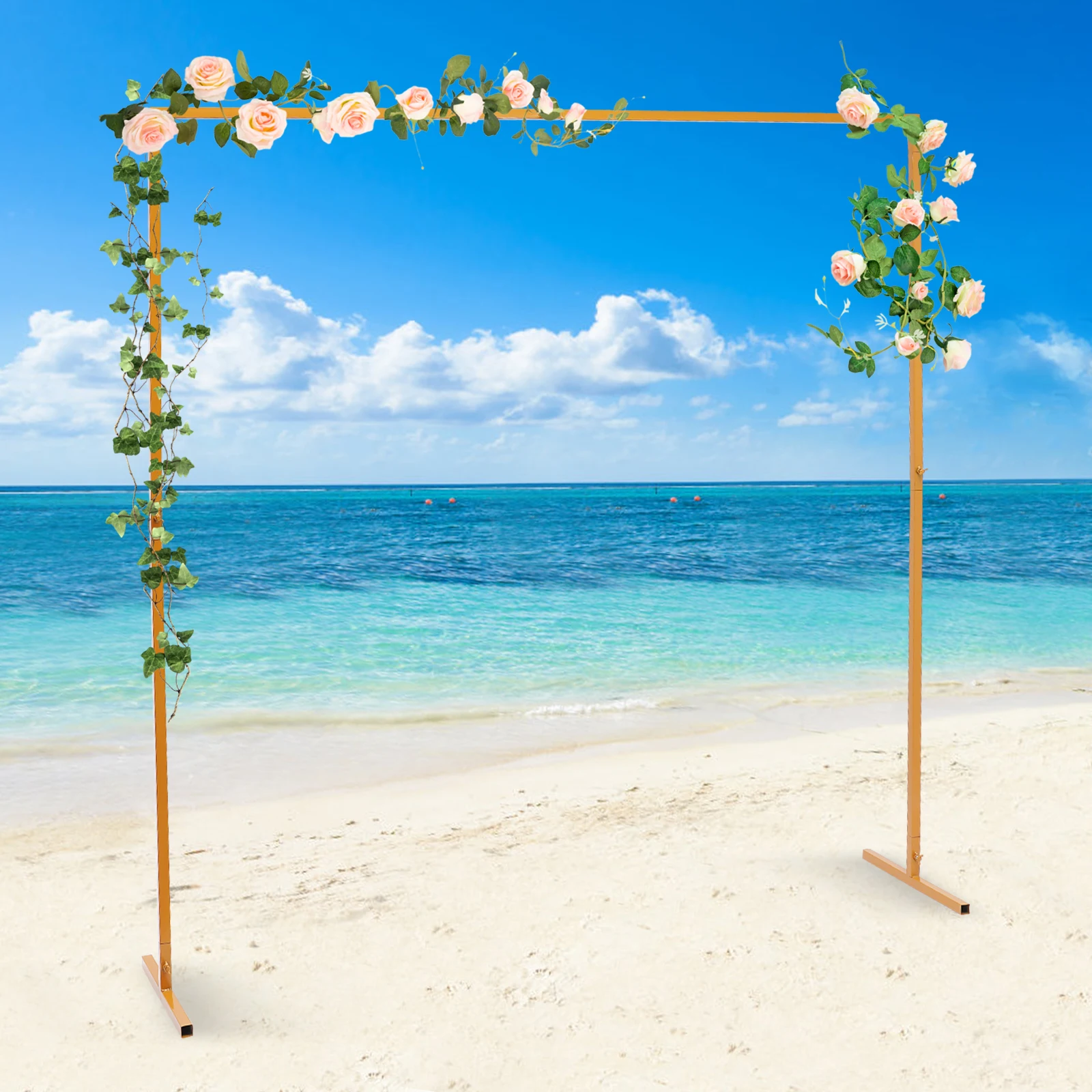 2x2M Yellow Wedding Bracket 25mm Square Tube Adjustable Height DIY Decoration for Weddings, Anniversaries, Birthday Parties
