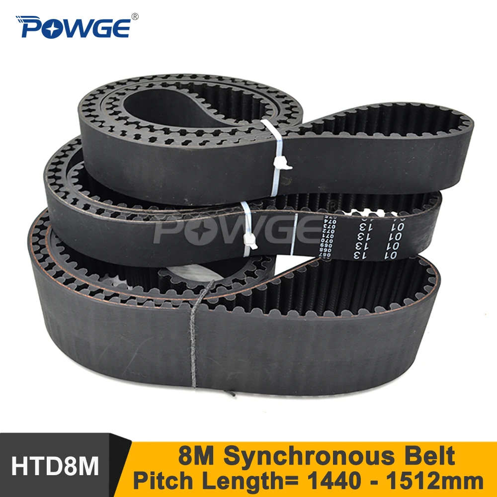 

POWGE 1440 1448 1456 1464 1472 1480 1488 1496 1504 1512 8M Synchronous Belt W=20/30/40mm HTD8M Rubber Closed-Loop Timing Belt