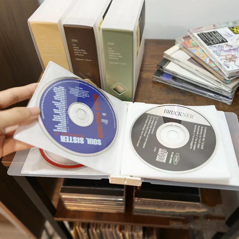대용량 CD DVD 케이스 슬리브 보관 CD 마감 상자, 거치대 CD 디스크 패키지, 게임 앨범 정리, 4 색 24CD 박스, 인기 판매