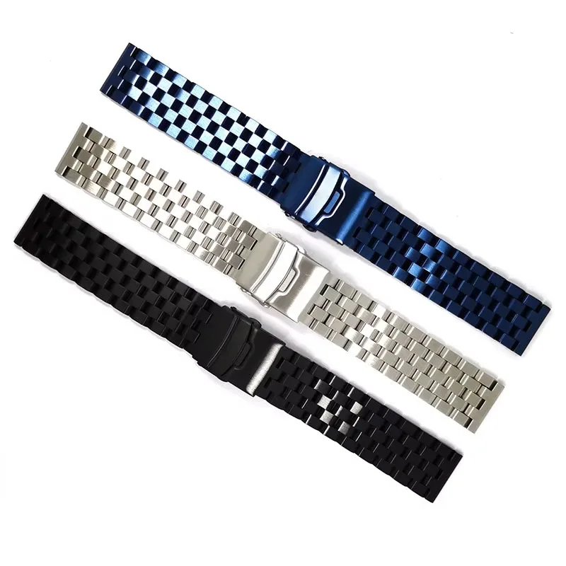 Luxury Solid Stainless Steel Watch Bracelet with Double Safety Buckle