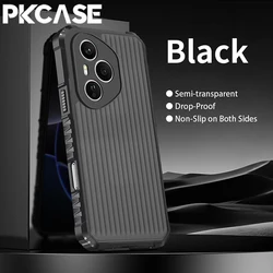 Translucent Matte Shockproof Phone Case with Airbag Stripe Design for Honor X5c (Black)