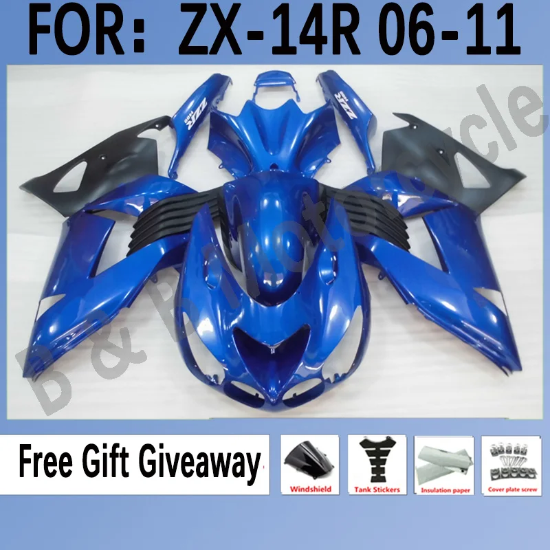 

Fairings Kit Fit for Kawasaki ZX14R 2006 2007 2008 2009 2010 2011 ZZ-R1400 ZX-14R 2006-2011 Fairing Kit Set Blue Black