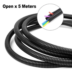 Durable Heat - Resistant Insulated Corrugated Cable Protection Sleeve, 5 Meters - AD 7.5 x ID 5.5mm (Open x 5 Meters)